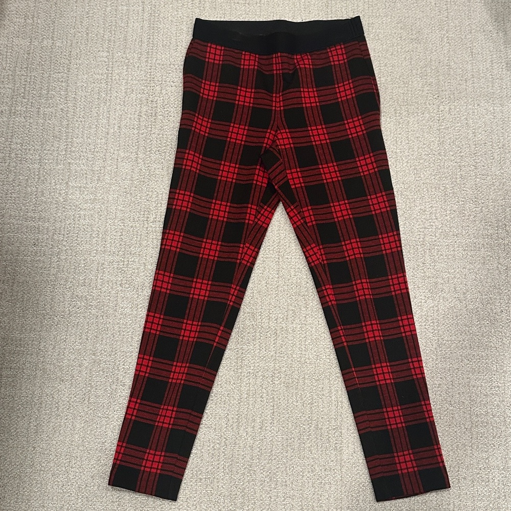 Talbots Size 4 Red & Black plaid leggings